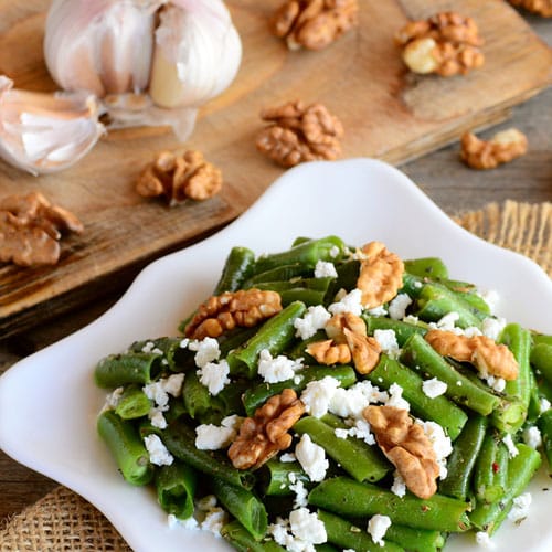 bohnensalat-mit-feta-und-walnuessen-rezept Grüner Bohnensalat mit Schafskäse und Walnüssen Rezept