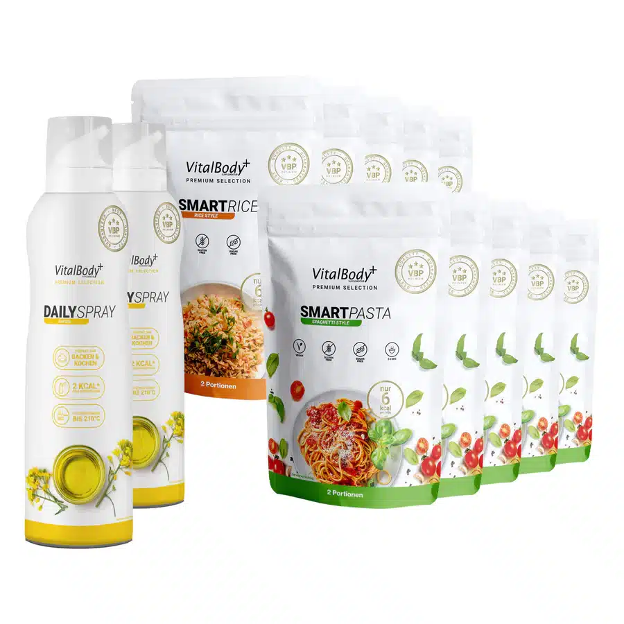 Vitalbody+ Light Paket mit SmartPasta, SmartRice und DailySpray – kalorienarme Low Carb Produkte für gesunde Ernährung und Stoffwechselkur.
